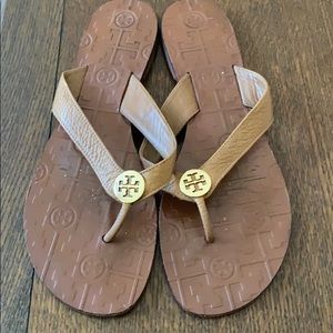 Tory Burch leather flip flops size 10